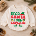 Elf Christmas Baby Romper, Dear Santa I Can Explain Holiday Outfit, Funny Toddler Romper, Cute Baby Christmas Xmas Gift — product view 1
