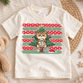 Funny Grumpy Orange Cat Christmas Shirt, Tangled Lights Tree Tee, Retro Holiday Kids Top, Gift For Kids Holiday Outfit for Boys Girls — product view 1