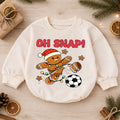 Soccer Christmas Baby Romper, Oh Snap Gingerbread Holiday Outfit, Funny Toddler Romper, Cute Baby Christmas Xmas Gift — product view 1