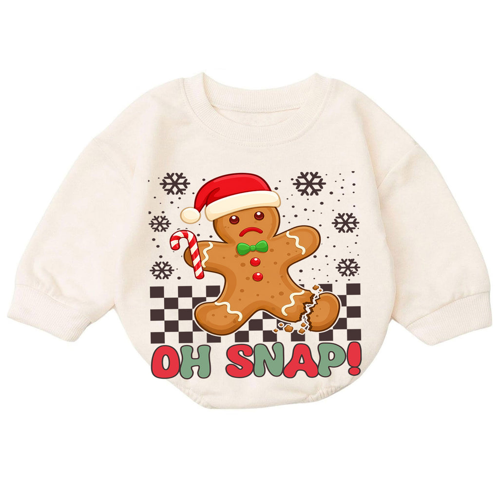 Gingerbread Christmas Baby Romper, Oh Snap Holiday Cookie Outfit, Funny Toddler Romper, Cute Baby Christmas Xmas Gift — product view 7