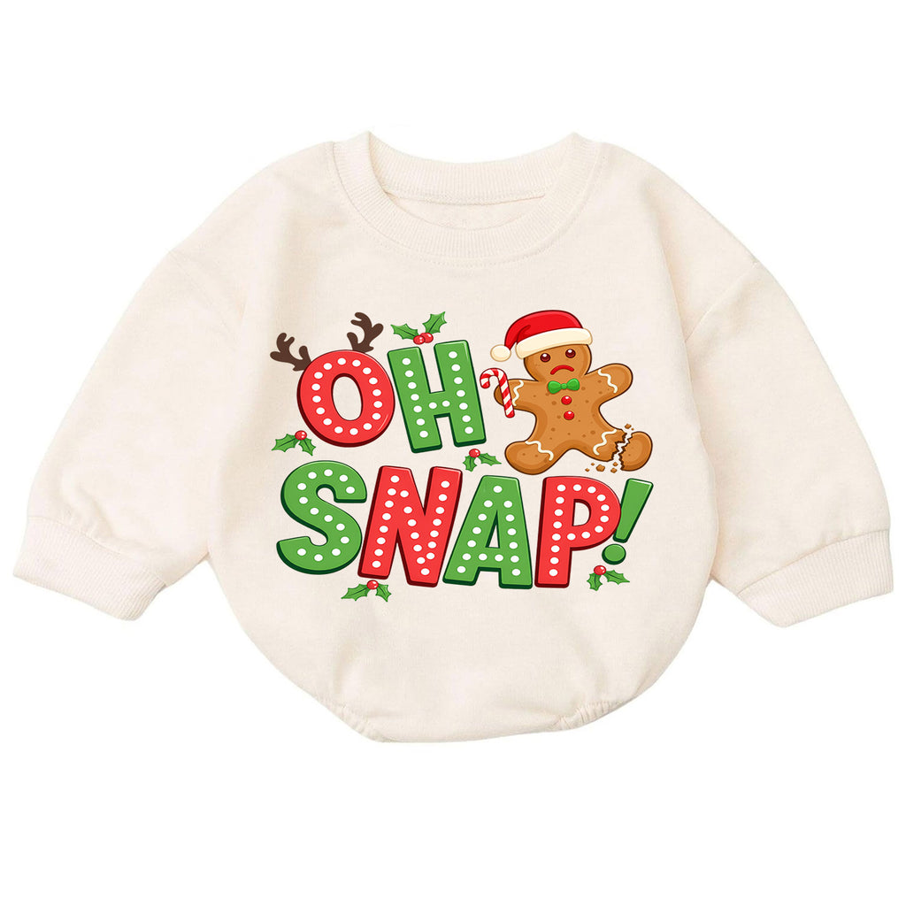 Funny Gingerbread Baby Romper, Oh Snap Christmas Cookie Outfit, Holiday Toddler Romper, Cute Baby Christmas Xmas Gift — product view 7