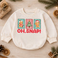 Christmas Gingerbread Baby Romper, Oh Snap Cookie Tree Holiday Outfit, Cute Toddler Romper, Baby 1st Christmas Xmas Gift — product view 1