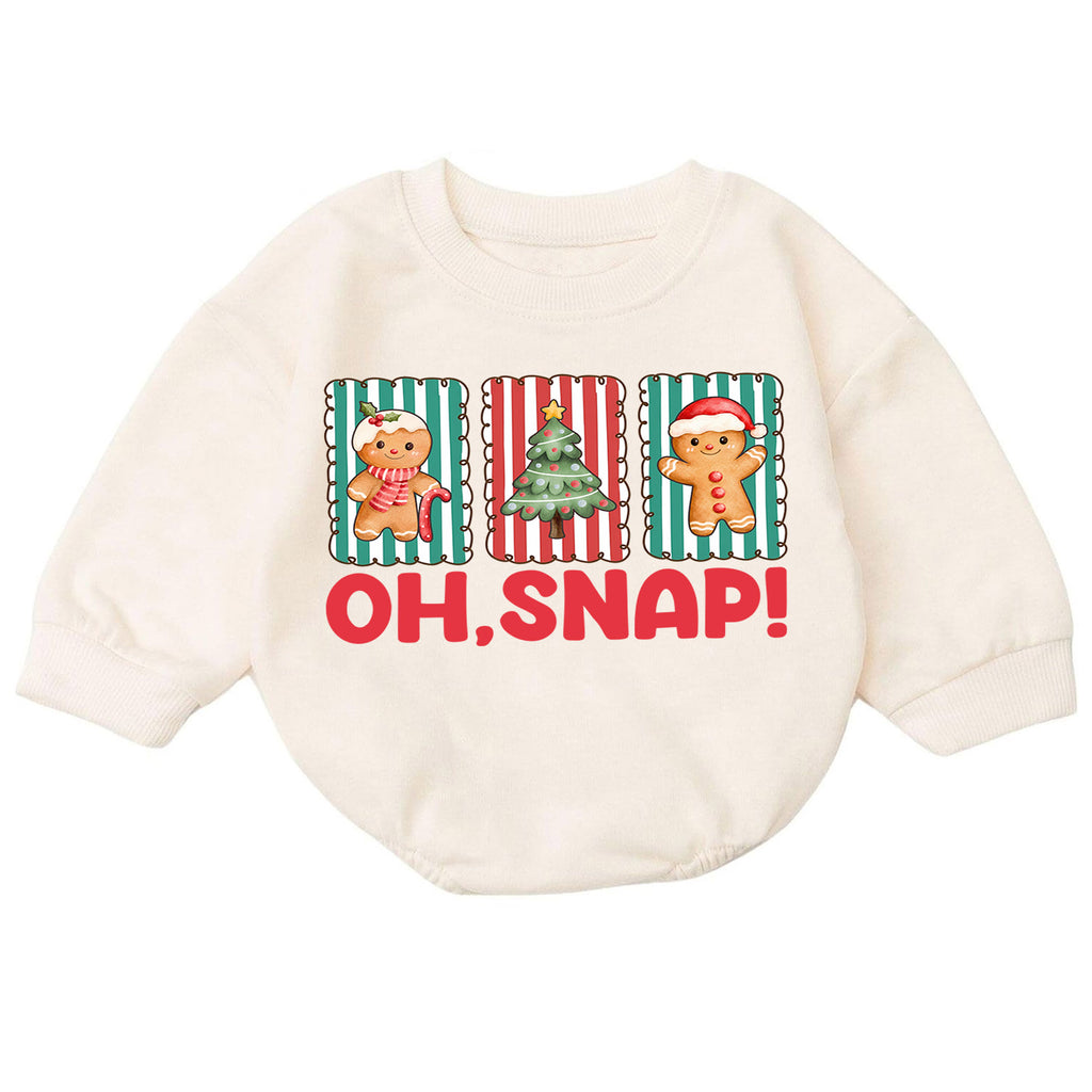 Christmas Gingerbread Baby Romper, Oh Snap Cookie Tree Holiday Outfit, Cute Toddler Romper, Baby 1st Christmas Xmas Gift — product view 7