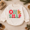 Oh Snap Gingerbread Christmas Baby Romper, Funny Broken Cookie Holiday Outfit, Retro Xmas Romper, Cute Gingerbread Gift for Baby — product view 1