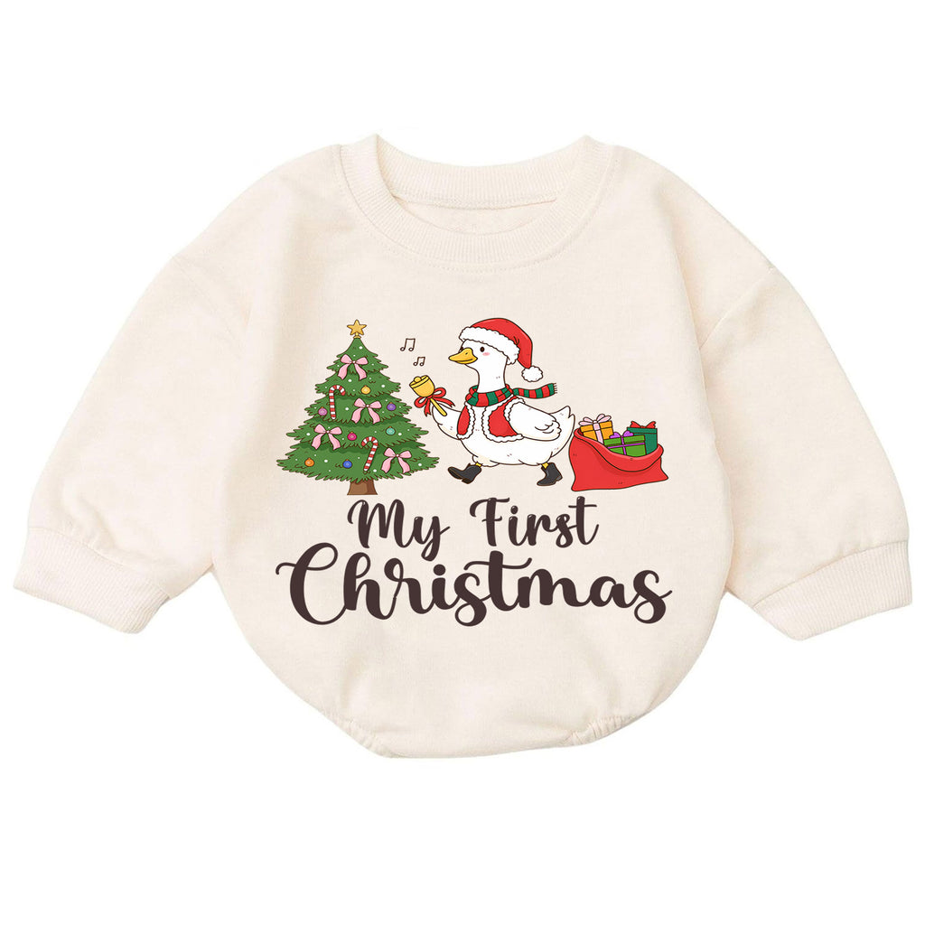 My First Christmas Baby Romper, Christmas Goose Toddler Romper, Baby First Holiday Outfit, Cute Baby Christmas Romper Gift — product view 7
