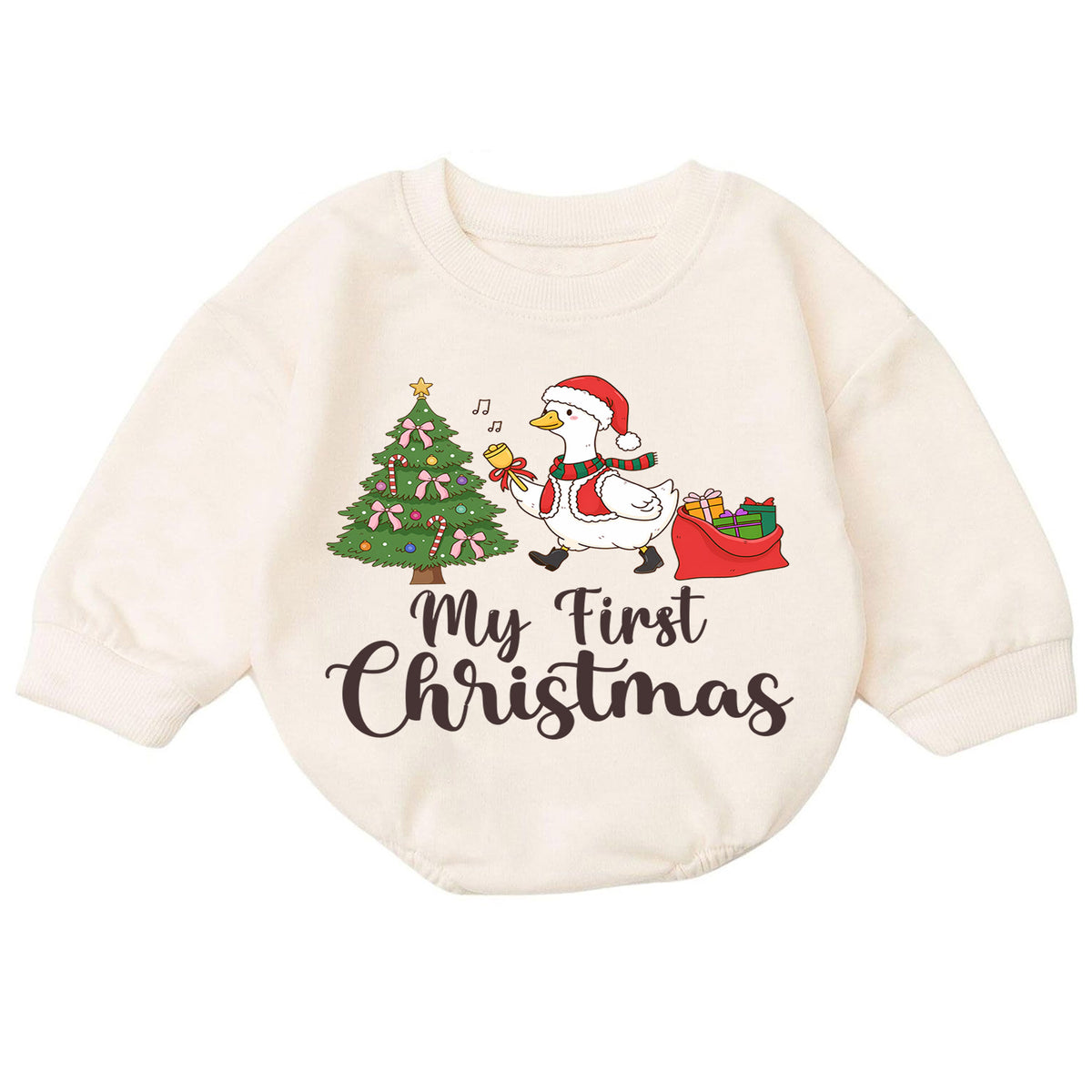 My First Christmas Baby Romper, Christmas Goose Toddler Romper, Baby First Holiday Outfit, Cute Baby Christmas Romper Gift — product view 7