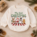 Baby First Christmas Romper, Santa Reindeer Snowman Holiday Outfit, Cute Christmas Romper, My First Christmas Baby Gift — product view 1