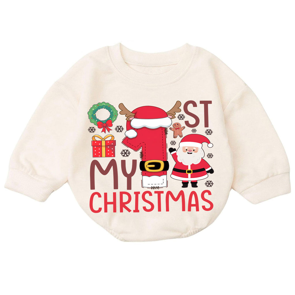 My 1st Christmas Baby Romper, Santa Number One Christmas Romper, First Christmas Toddler Outfit, Holiday Baby Romper Gift — product view 7