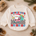 Merry Vibe Santa Christmas Romper, Skateboard Santa Baby Romper, Retro Christmas Toddler Romper, Cool Holiday Outfit Gift — product view 1