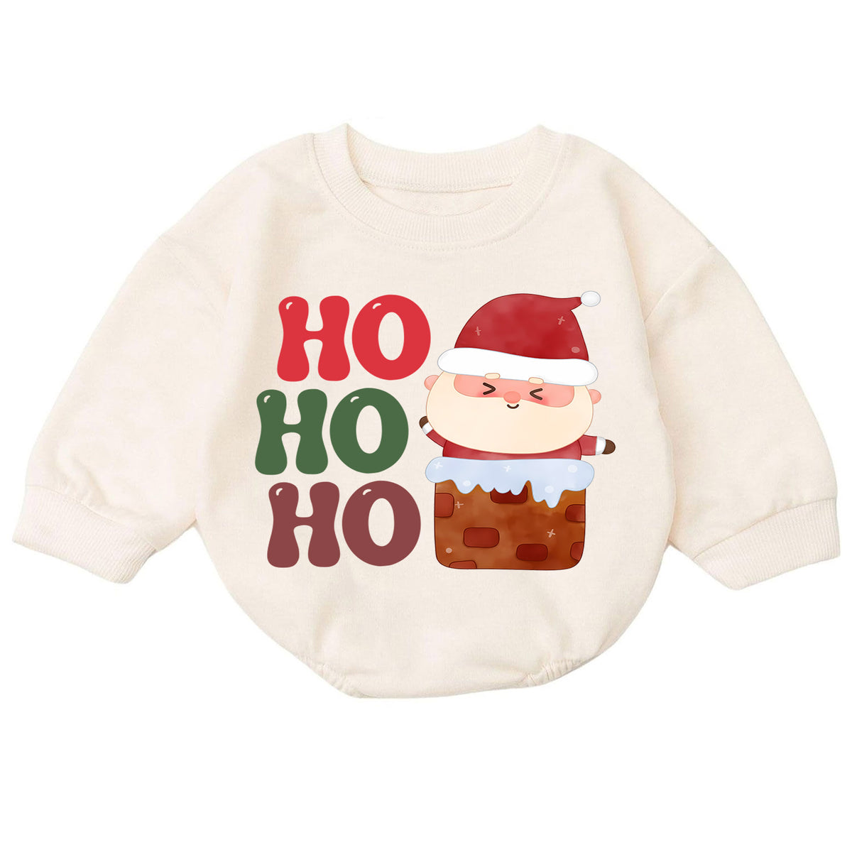 Ho Ho Ho Santa Christmas Romper, Cute Chimney Santa Baby Romper, Toddler Christmas Romper, Funny Holiday Baby Outfit Gift — product view 7