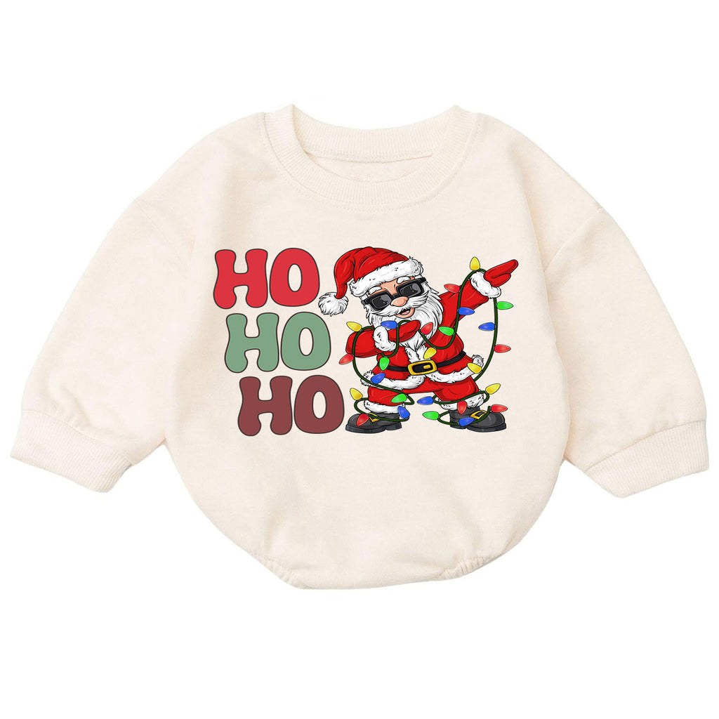 Ho Ho Ho Santa Christmas Romper, Dancing Santa Lights Baby Romper, Funny Toddler Christmas Romper, Holiday Baby Outfit Gift — product view 7