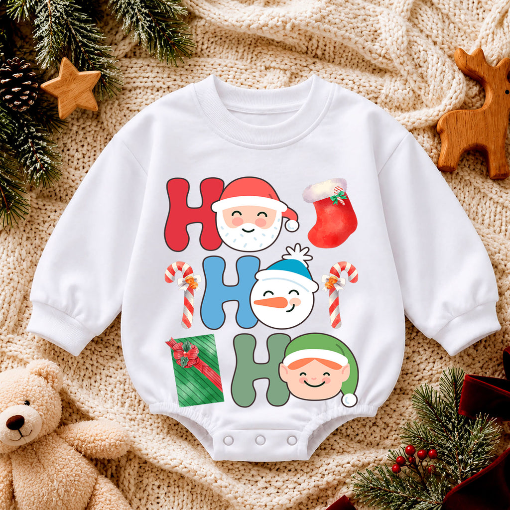 Ho Ho Ho Santa Baby Romper, Retro Dancing Santa Christmas Romper, Toddler Holiday Romper, Funny Christmas Outfit Gift — product view 4