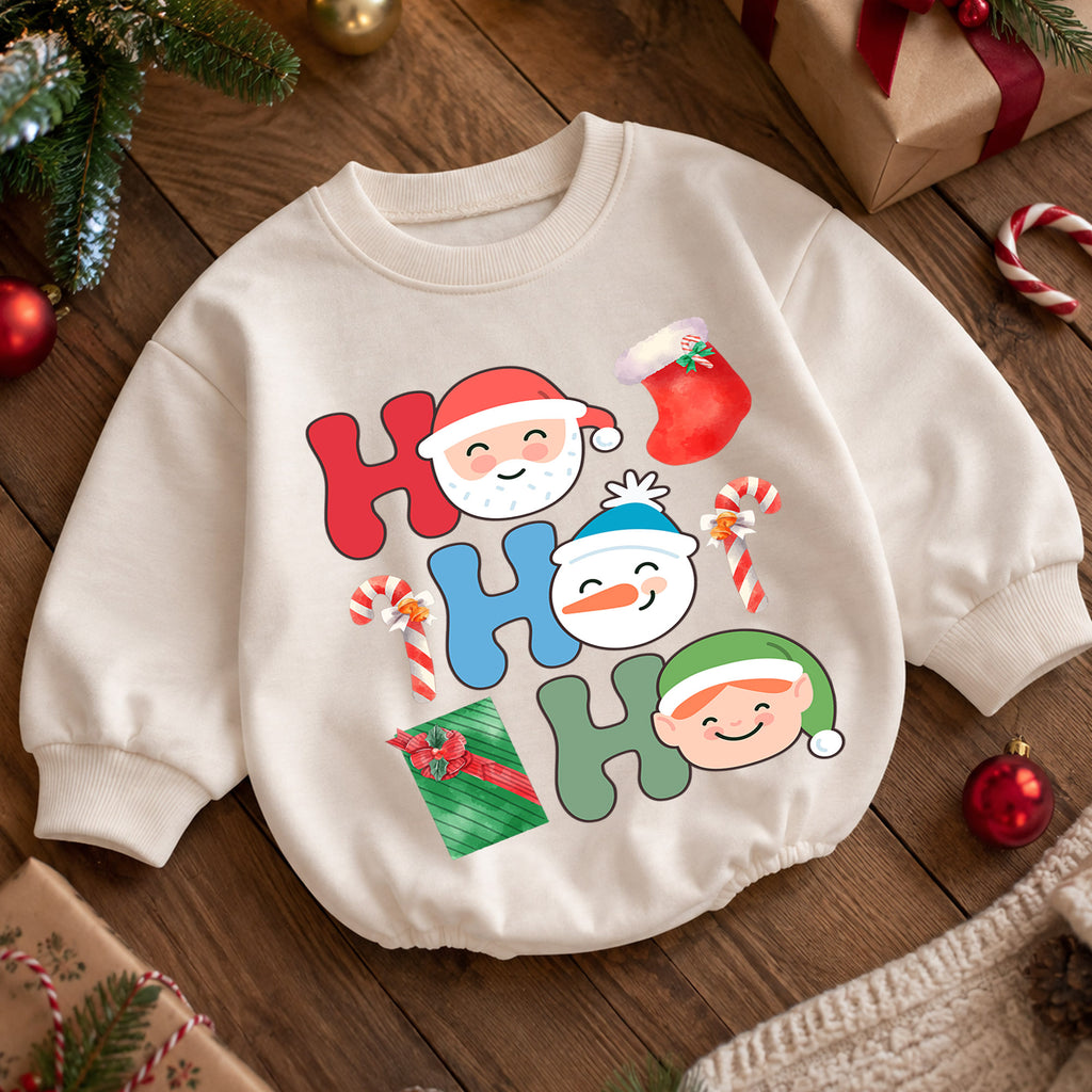 Ho Ho Ho Santa Baby Romper, Retro Dancing Santa Christmas Romper, Toddler Holiday Romper, Funny Christmas Outfit Gift — product view 5