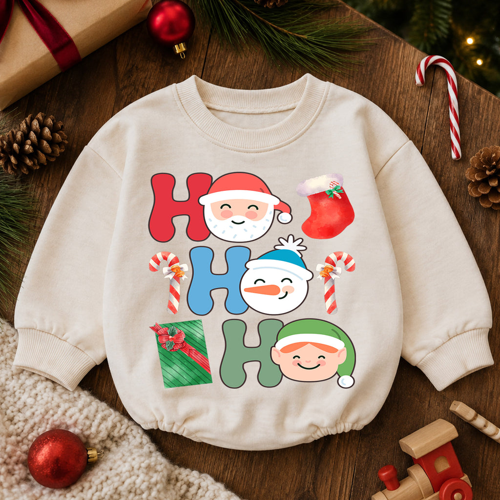 Ho Ho Ho Santa Baby Romper, Retro Dancing Santa Christmas Romper, Toddler Holiday Romper, Funny Christmas Outfit Gift — product view 6