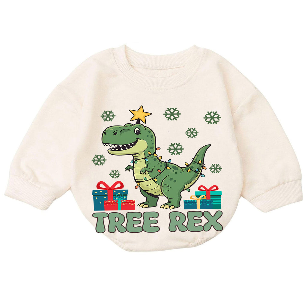 Tree Rex Christmas Romper, Dinosaur Christmas Toddler Romper, T Rex Holiday Baby Romper, Cute Dino Christmas Outfit Gift — product view 7