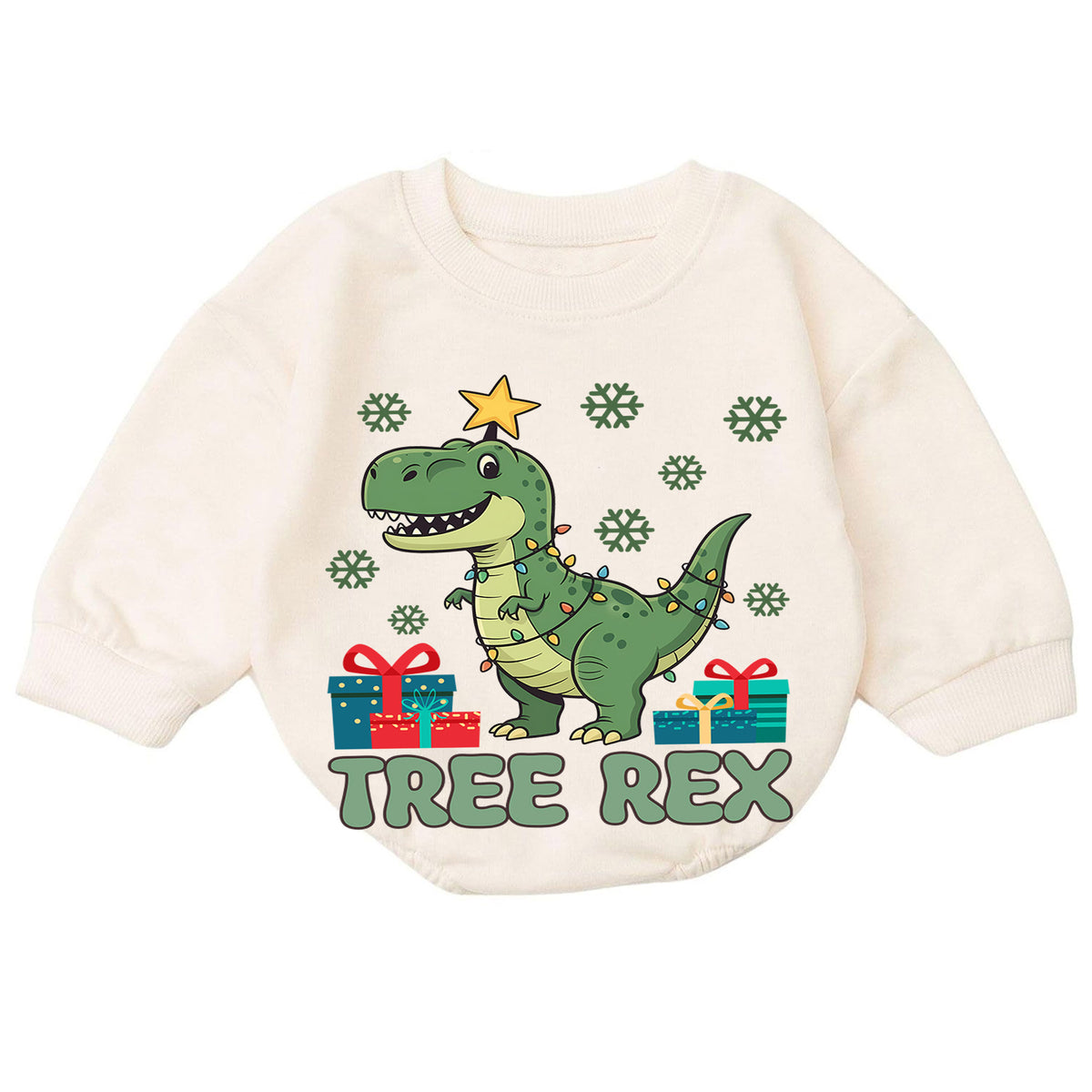 Tree Rex Christmas Romper, Dinosaur Christmas Toddler Romper, T Rex Holiday Baby Romper, Cute Dino Christmas Outfit Gift — product view 7