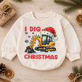 Construction Christmas Baby Romper, Excavator Holiday Outfit for Toddler Boy, I Dig Christmas Romper, Cute Baby Xmas Gift — product view 1