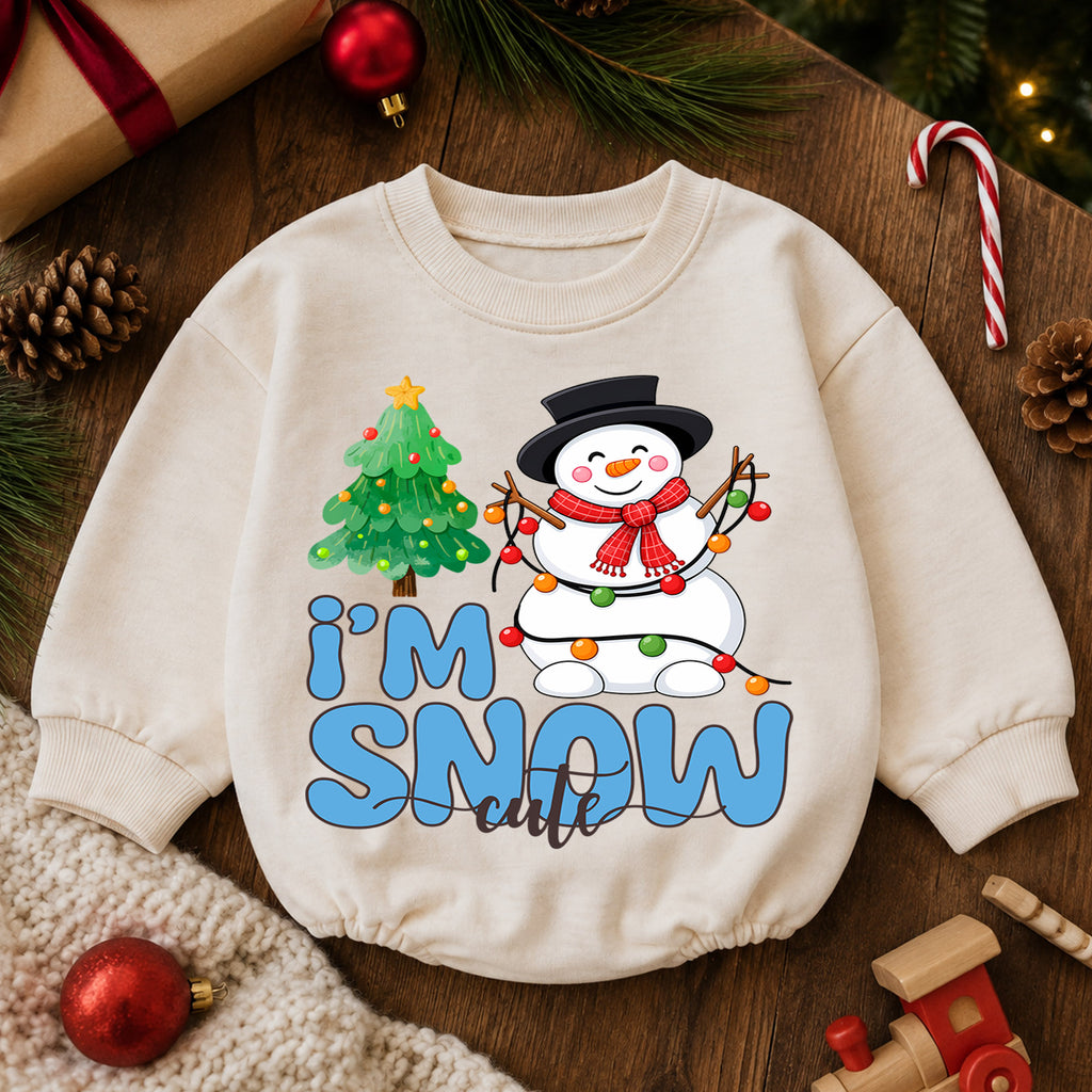 I'm Snow Cute Christmas Romper, Snowman Toddler Holiday Romper, Cute Baby Christmas Outfit, Winter Baby Romper Gift — product view 6