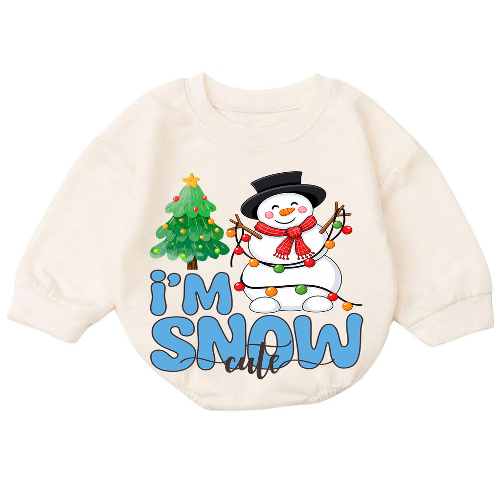 I'm Snow Cute Christmas Romper, Snowman Toddler Holiday Romper, Cute Baby Christmas Outfit, Winter Baby Romper Gift — product view 7