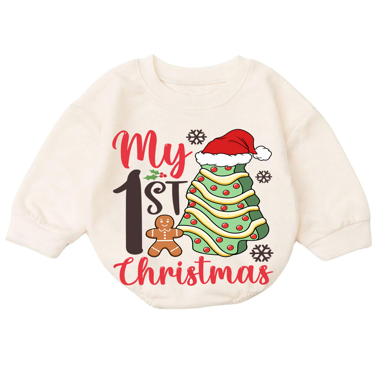 My 1st Christmas Baby Romper, Christmas Tree Cookie Romper, First Holiday Toddler Outfit, Baby Christmas Romper Gift — product view 7