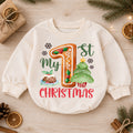 My 1st Christmas Gingerbread Baby Romper,1st First Christmas Number One Outfit, Holiday Keepsake Romper, Baby Xmas Gift for Boys or Girls — product view 1
