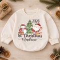 Personalized 1st Christmas Baby Romper, Custom Name 2026 Santa Snowman Tree Outfit, My First Christmas Keepsake Gift for Baby — product view 1