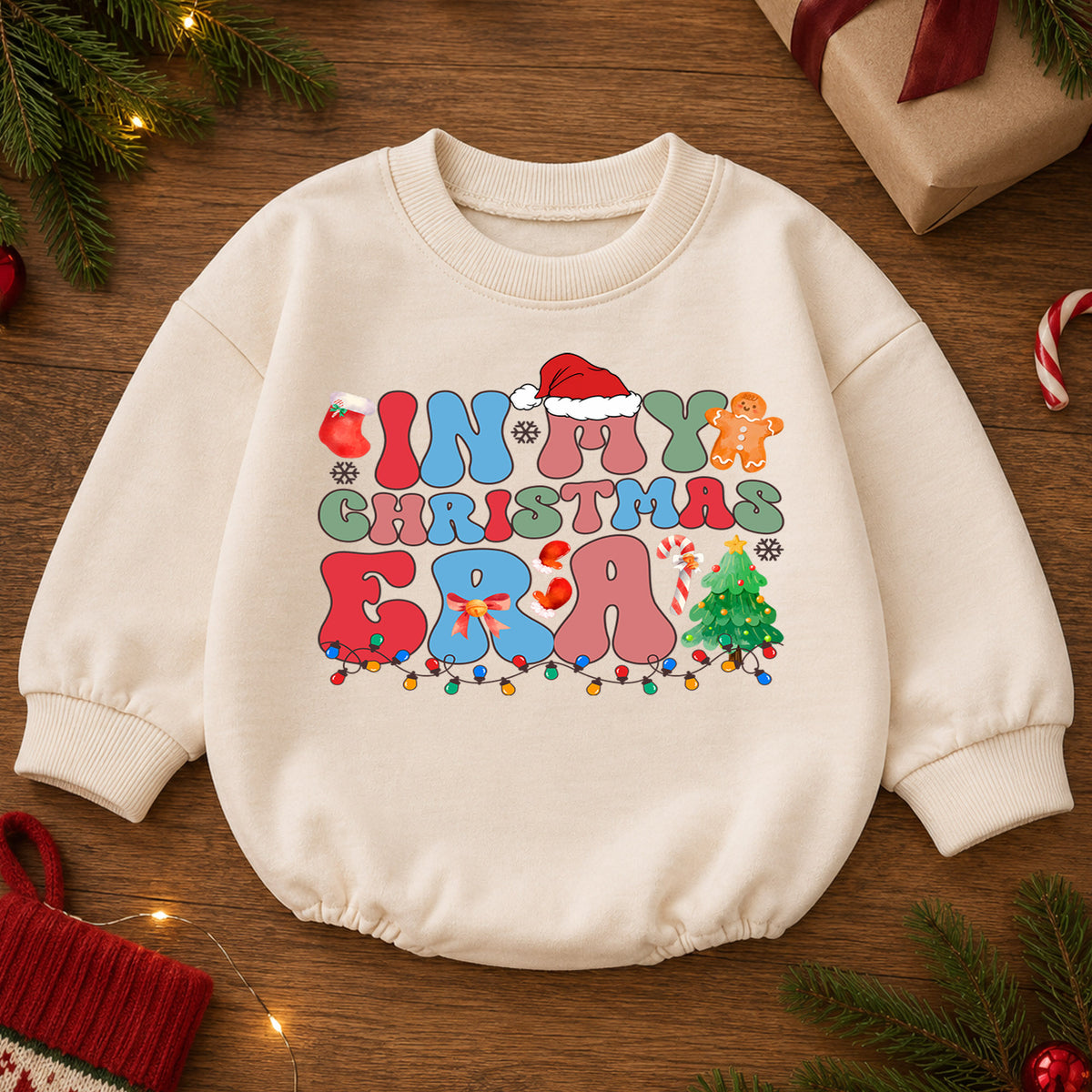 In My Christmas Era Romper, Retro Christmas Baby Romper, Toddler Holiday Romper, Cute Festive Christmas Outfit Gift — product view 2