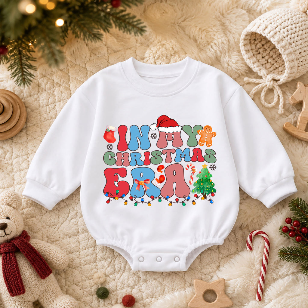 In My Christmas Era Romper, Retro Christmas Baby Romper, Toddler Holiday Romper, Cute Festive Christmas Outfit Gift — product view 3