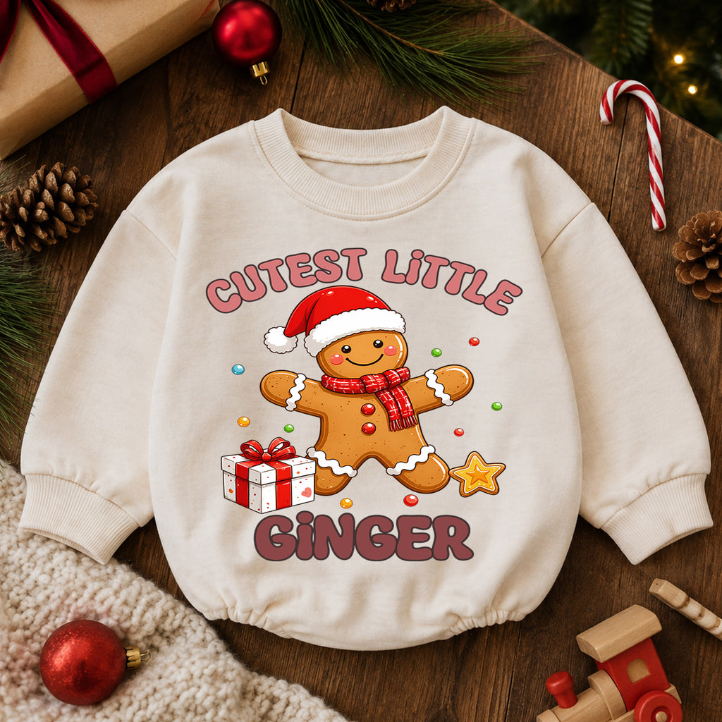 Cutest Little Ginger Baby Romper, Gingerbread Christmas Toddler Outfit, Cute Holiday Romper, 1st Birthday Christmas Gift — product view 6