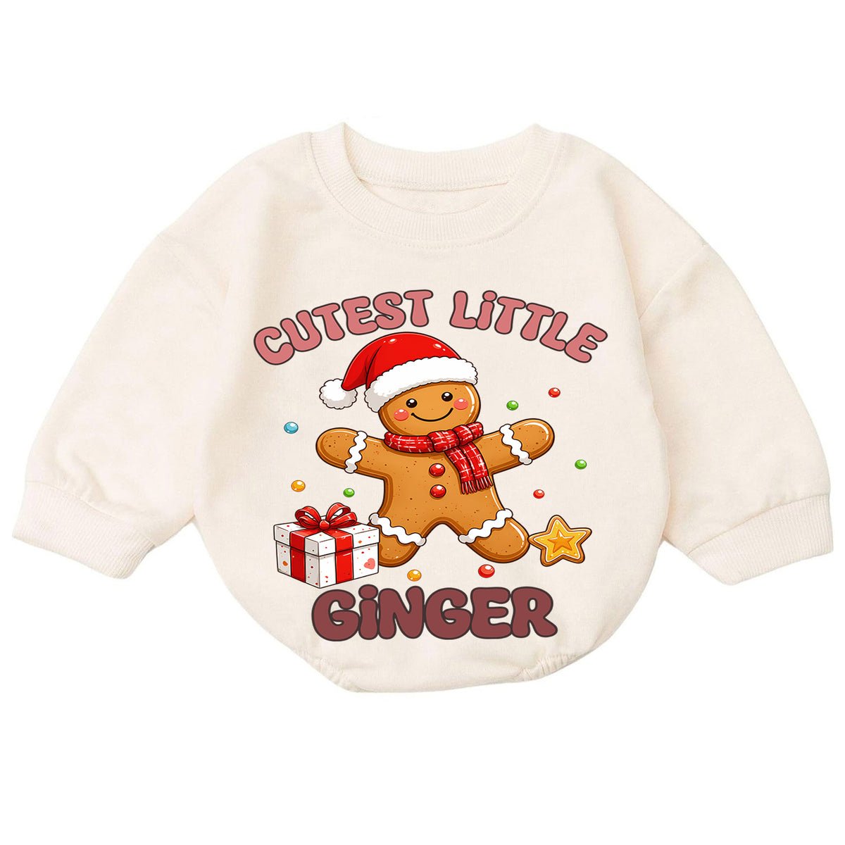Cutest Little Ginger Baby Romper, Gingerbread Christmas Toddler Outfit, Cute Holiday Romper, 1st Birthday Christmas Gift — product view 7