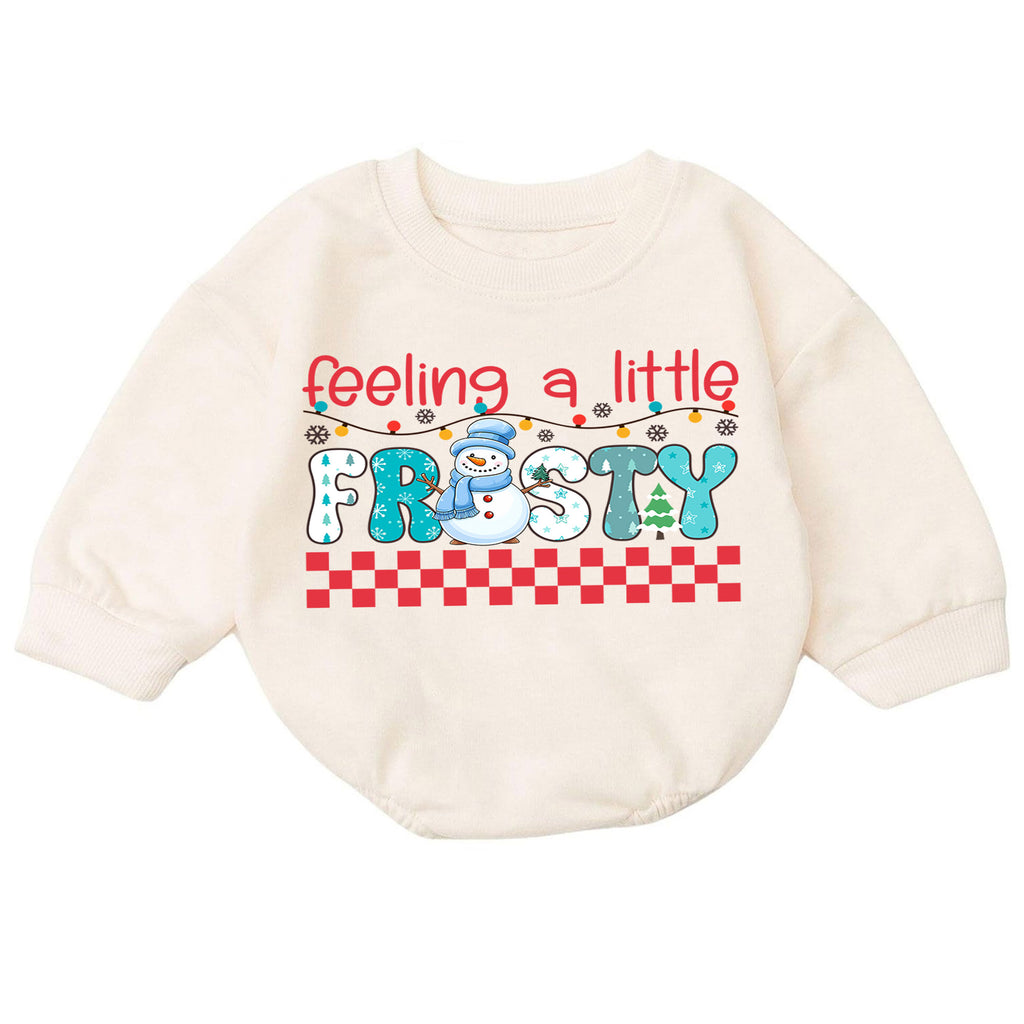 Feeling a Little Frosty Baby Romper, Cute Snowman 1st Christmas Outfit, Winter 1st Birthday Holiday Romper, Christmas Photo Gift — product view 7