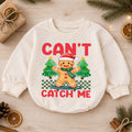 Gingerbread Christmas Romper, Can't Catch Me Skateboard Holiday Romper, Cute Baby Christmas Romper, Festive Gingerbread Outfit — product view 1