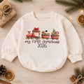 My First Christmas 2026 Romper, Baby Christmas Train Romper, First Holiday Outfit, Cute Santa Train Christmas Gift, Infant Holiday Romper — product view 1