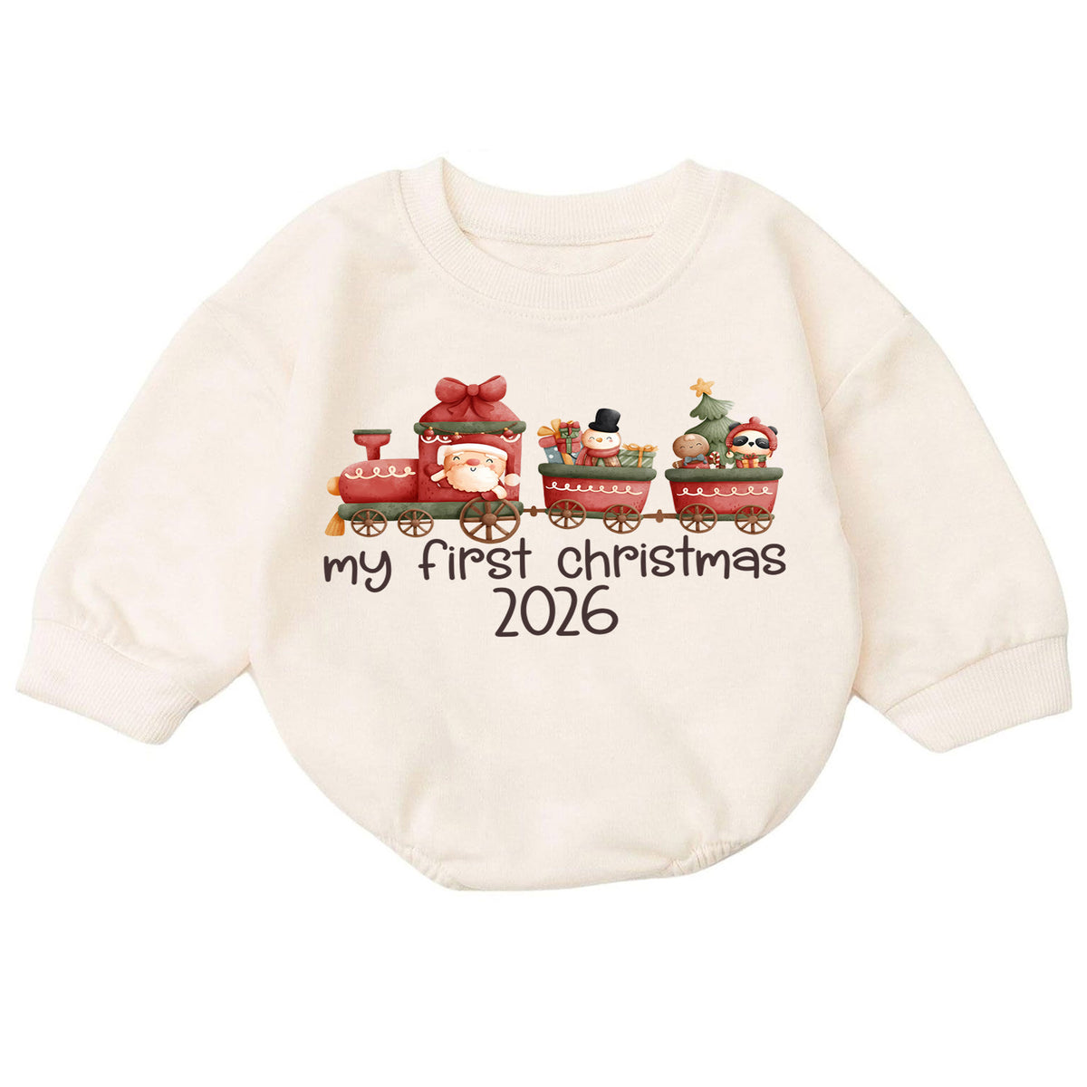 My First Christmas 2026 Romper, Baby Christmas Train Romper, First Holiday Outfit, Cute Santa Train Christmas Gift, Infant Holiday Romper — product view 7