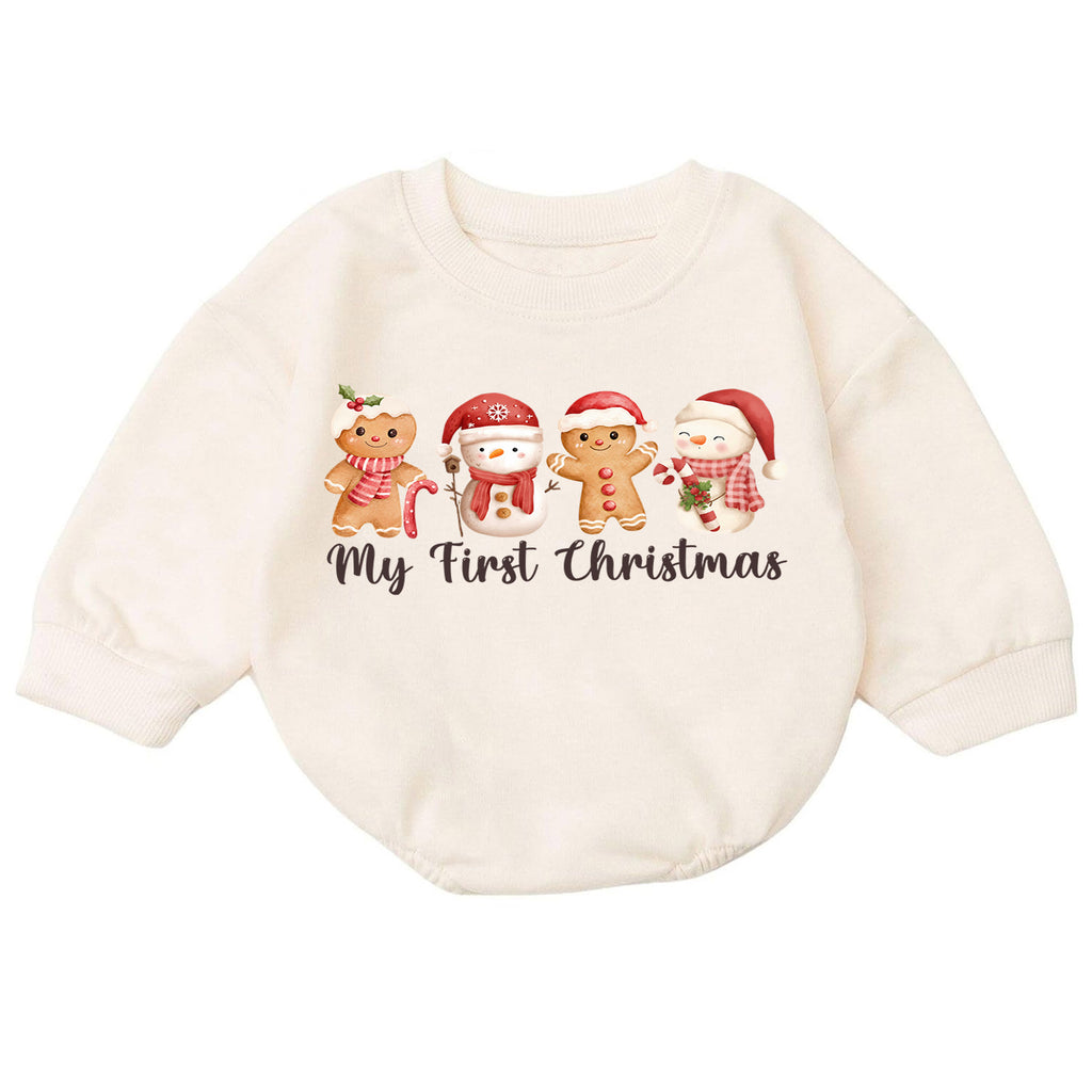 My First Christmas Romper, Baby Gingerbread Christmas Romper, Snowman Holiday Romper, Cute First Christmas Outfit, Festive Baby Gift — product view 7