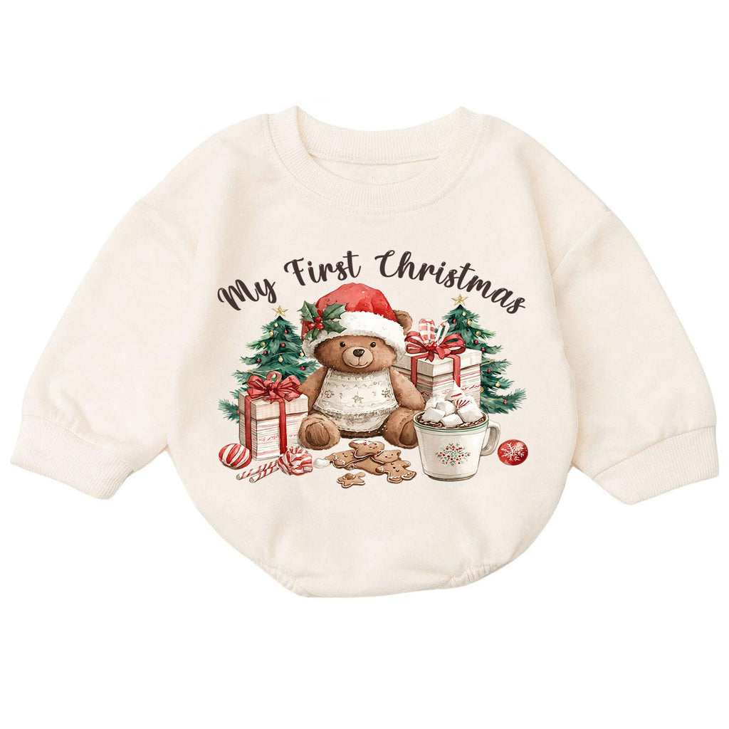 My First Christmas Baby Romper, Teddy Bear Holiday Outfit, Cute Christmas Tree Baby Clothes, Sweet 1st Christmas Gift for Baby — product view 7