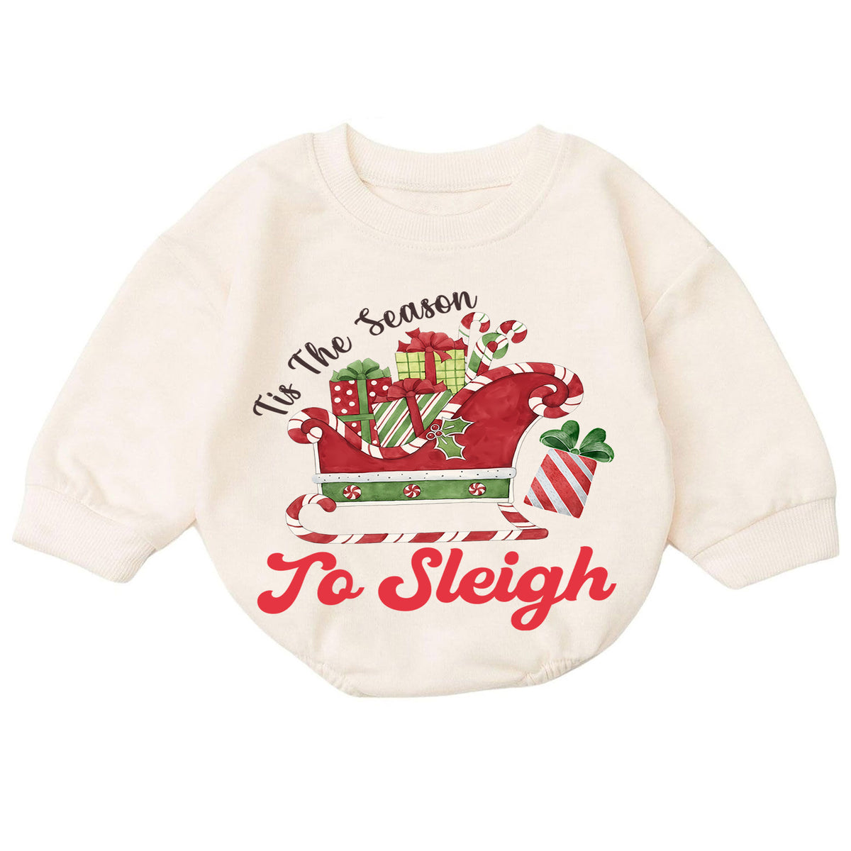 Christmas Sleigh Baby Romper, Tis the Season to Sleigh Holiday Outfit, Cute Toddler Romper, Festive Baby Christmas Gift — product view 7
