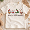 Just a Jolly Goose Kids Christmas Shirt, Funny Duck Holiday Tee, Santa Elf Goose Outfit, Cute Toddler Xmas Gift, Festive Goose Top — product view 1