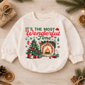 Most Wonderful Time Christmas Baby Romper, Christmas Tree Fireplace Holiday Outfit, 1st Cozy Winter Xmas Romper, Christmas Gift for Baby — product view 1