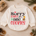 Sorry Santa Ate Cookies Baby Romper, Milk and Cookies 1st Christmas Outfit, Baby 1st Birthday Holiday Romper, Funny Xmas Gift — product view 1