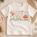 Just a Holly Jolly Goose Kids Shirt, Cute Goose Christmas Tee, Whimsical Holiday Outfit, Toddler Xmas Gift, Funny Festive Animal Top — product view 1