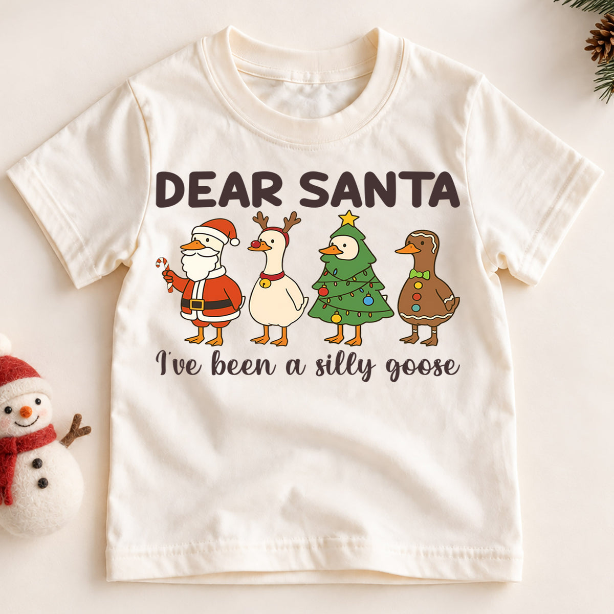 Dear Santa I’ve Been a Silly Goose Kids Shirt, Funny Goose Christmas Tee, Toddler Holiday Outfit, Cute Xmas Gift, Festive Duck Top — product view 2
