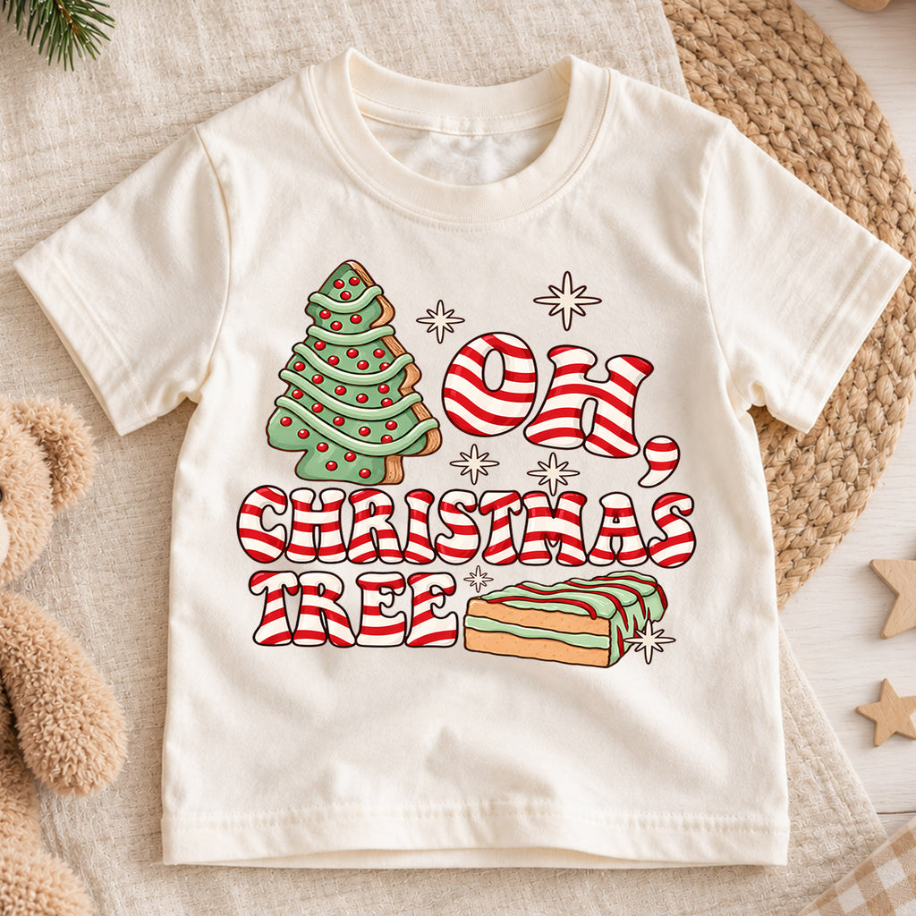Oh Christmas Tree Kids Bubble Top, Candy Cane Christmas Shirt, Cute Holiday Outfit, Festive Toddler Xmas Gift — product view 1