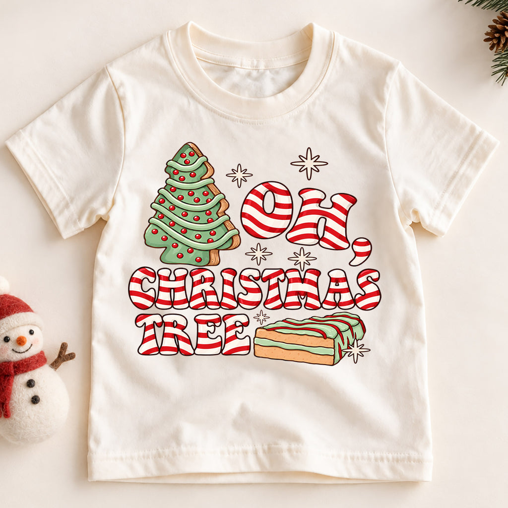 Oh Christmas Tree Kids Bubble Top, Candy Cane Christmas Shirt, Cute Holiday Outfit, Festive Toddler Xmas Gift — product view 2