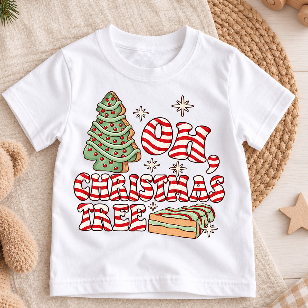 Oh Christmas Tree Kids Bubble Top, Candy Cane Christmas Shirt, Cute Holiday Outfit, Festive Toddler Xmas Gift — product view 3