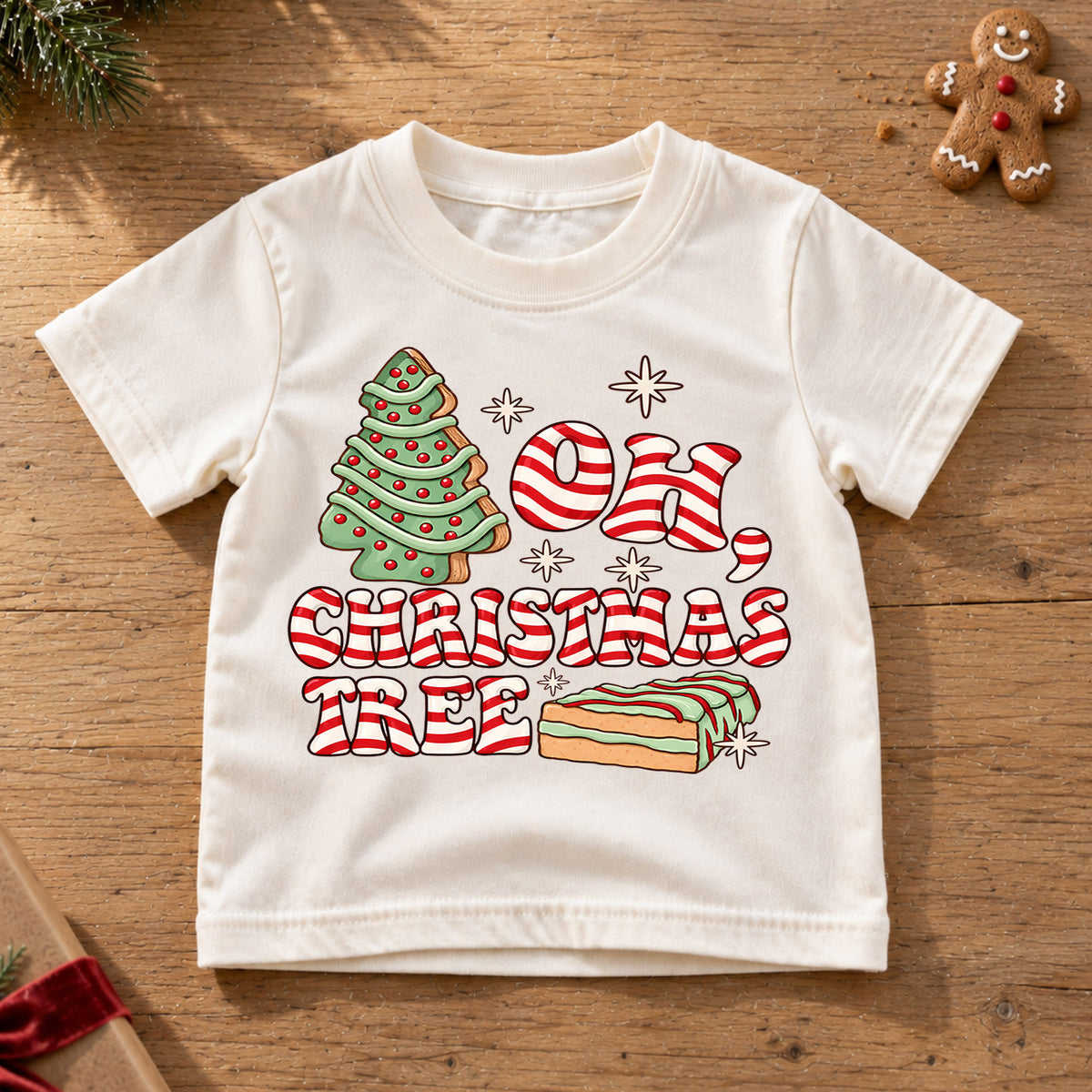 Oh Christmas Tree Kids Bubble Top, Candy Cane Christmas Shirt, Cute Holiday Outfit, Festive Toddler Xmas Gift — product view 6