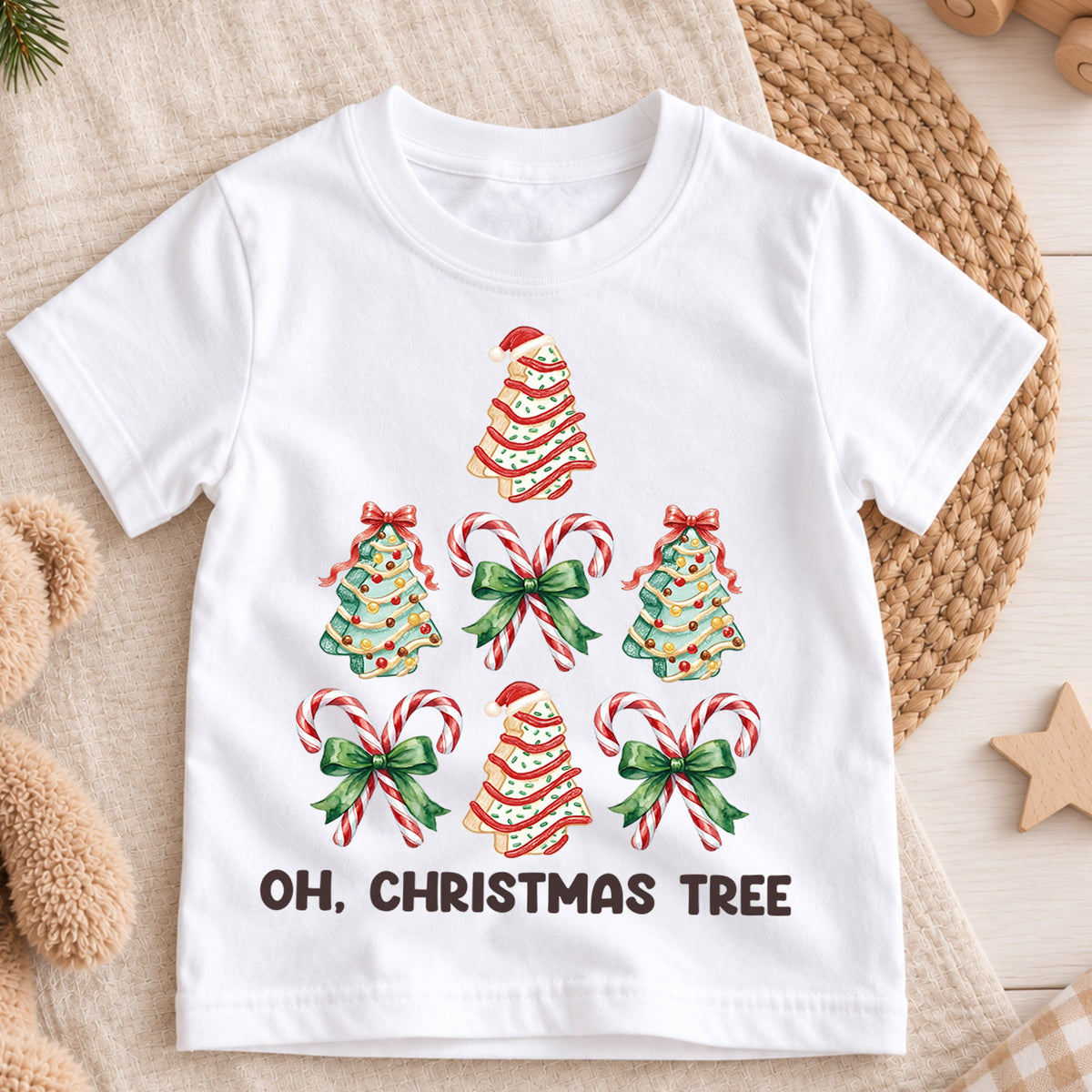 Oh Christmas Tree Kids T-Shirt, Christmas Tree Holiday Shirt, Cute Festive Tee, Kids Christmas Outfit, Family Matching Holiday Shirt, Gift — product view 3