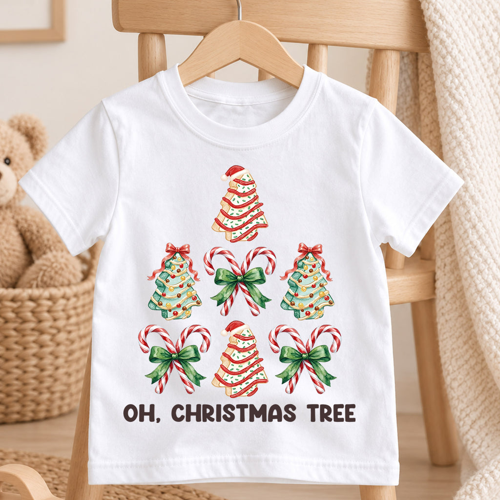 Oh Christmas Tree Kids T-Shirt, Christmas Tree Holiday Shirt, Cute Festive Tee, Kids Christmas Outfit, Family Matching Holiday Shirt, Gift — product view 4