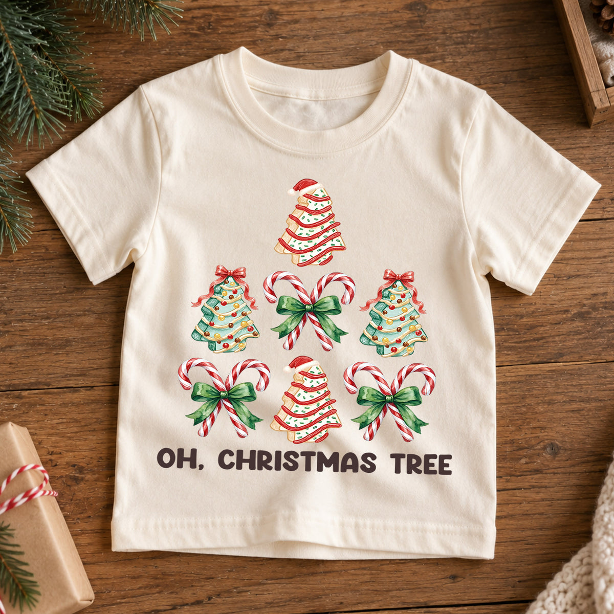 Oh Christmas Tree Kids T-Shirt, Christmas Tree Holiday Shirt, Cute Festive Tee, Kids Christmas Outfit, Family Matching Holiday Shirt, Gift — product view 7