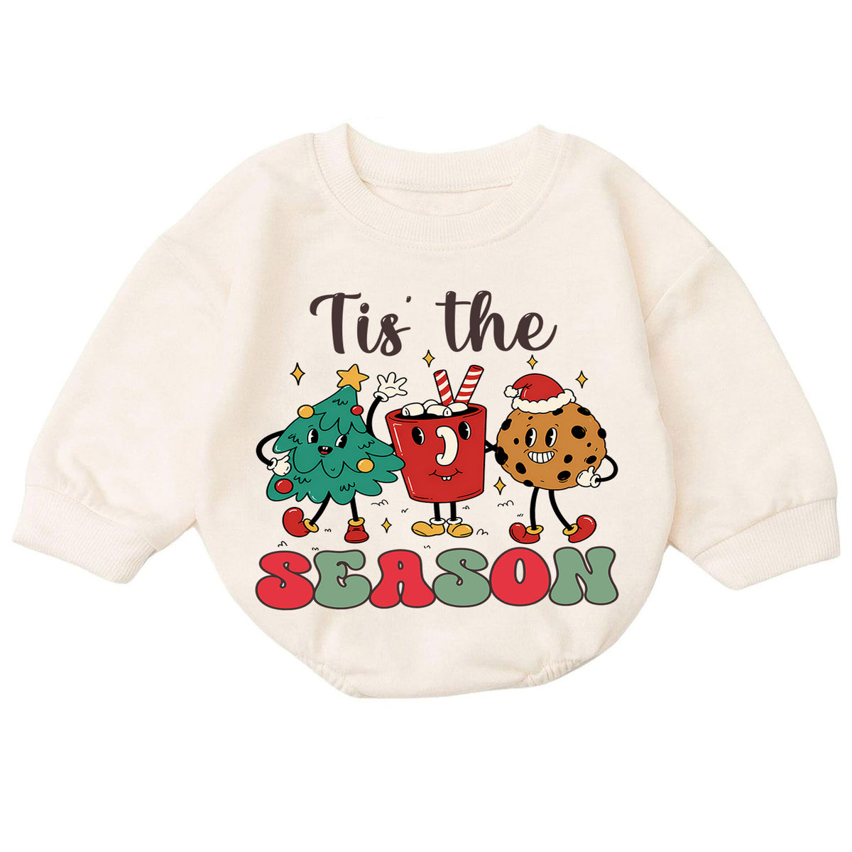 Tis the Season Baby Christmas Romper, Christmas Tree Cocoa Gingerbread Outfit, Cute Holiday Toddler Romper, Festive Xmas Gift — product view 7